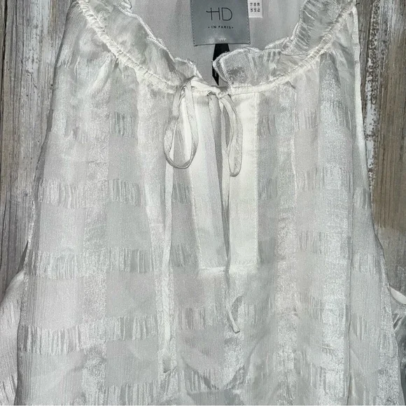 HD in Paris Silk Shadow Pane Tank White Sleeveless Blouse Size 6 Anthropologie - Picture 5 of 7